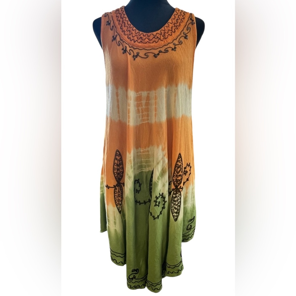 True Rock Tie Dye Dress Made in India Free Size Boho Hippie Festival OSFM EUC